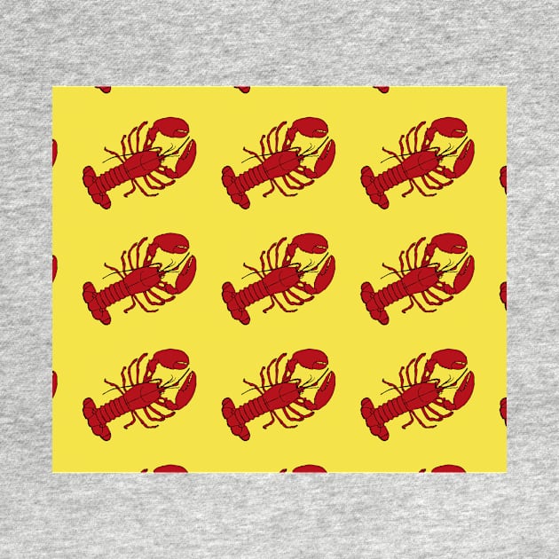 Red Lobsters on Yellow Background Lobster Sea Life Animal Boat Life by gillys